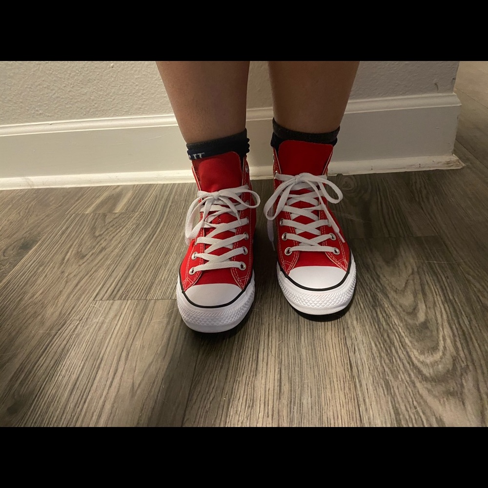 Red high top converse